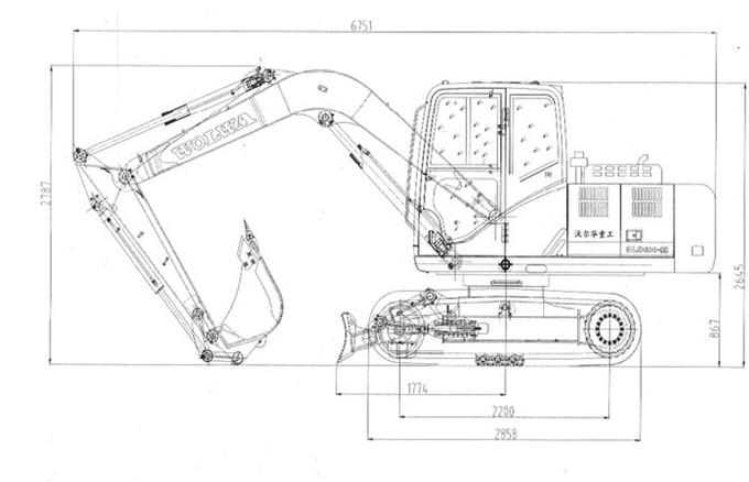 沃爾華DLS100-9B 9噸履帶式液壓挖掘機外形尺寸